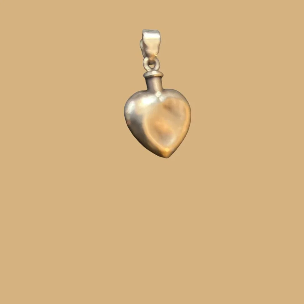VTG 925 Sterling Silver Puffy Heart Pendant Large 3D Love Charm AS IS / DENTED